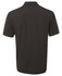 A dark green polo shirt featuring a collar and short sleeves, with branding on the back.