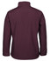 A soft shell jacket in a deep burgundy colour, featuring a high collar and a plain back design.