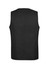 A black longline vest featuring a sleek design and back view. It includes a logo on the garment.