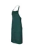 A dark green bib apron with two front pockets and an adjustable neck strap. It features a logo.