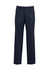 A pair of men's classic pleat pants in dark grey, featuring a tailored fit and a logo on the waistband.
