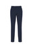 Navy classic slim pants with a tailored fit. Features a front button and belt loops, and has a logo on the waistband.