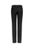 Black women's chino pants with a slim fit and a logo on the back.