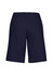 Navy women's cargo shorts featuring a comfort waist design, shown from the back. Includes a logo.