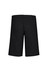 A pair of black men's cargo shorts featuring a comfortable waist and a simple design on the back.