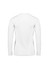 A long sleeve tee in white, featuring a simple design and a logo on the back.