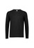 A black men's performance long sleeve tee with a crew neck and raglan sleeves, featuring a logo.
