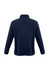 A navy polar fleece jacket with a high collar and long sleeves, featuring a logo.