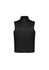 A black men's expedition vest with a zip front and padded design, featuring side pockets and a high collar.