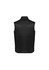 A black men's expedition vest featuring a smooth front and quilted back design. It has a logo on the fabric.