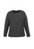 A dark grey women's 2-way zip cardigan with a round neckline and long sleeves, featuring a logo.