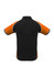 A black and orange men's short sleeve polo shirt featuring contrasting trim and a logo.