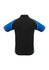 Men's polo shirt in black with blue accents and a contrasting collar. Features a logo on the front.