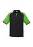A black and green men's short sleeve polo shirt with contrasting trim and a logo.