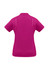 A women's short sleeve polo in vibrant magenta. The back features a subtle design and has a logo.
