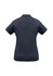 A navy women's short sleeve polo shirt with a fitted design and subtle detailing on the back. It features a logo.