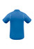 A men's short sleeve polo shirt in blue, featuring a simple design and branded logo on the back.