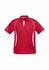 A red short sleeve polo shirt featuring white accents and a logo. Suitable for kids.