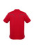 A red men's short sleeve polo shirt featuring a subtle design element and a logo. Back view displayed.