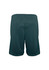 A pair of dark green sports shorts with an elastic waistband and no visible logos.