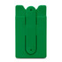 A green phone wallet featuring a clip on the back and a simple design, with no visible branding.
