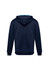 A navy blue hoodie featuring a kangaroo pocket and a hood. The back view shows a simple design with no visible branding.