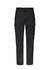 Men’s essential basic stretch cargo pants in black, featuring side pockets and a front button closure.