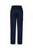 A pair of navy women's cargo pants featuring multiple pockets and a logo on the back.