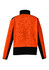 A unisex 1/2 zip pullover in orange with black detailing, featuring a logo on the back.