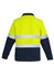 A unisex hi-vis polar fleece pullover in fluorescent yellow and navy, featuring hoop tape reflective stripes on the back.