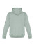 A unisex multi-pocket hoodie in light green, featuring a hood and a branded logo on the sleeve.