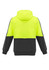 A unisex high visibility pullover hoodie in bright yellow and black, featuring a logo.