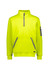 A bright yellow unisex pullover featuring a 1/4 zip and front pockets, with a small logo on the sleeve.