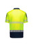 A short-sleeve polo in high visibility yellow with navy accents and segmented reflective tape. Features a logo.