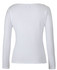A white long-sleeve boat neck tee with a fitted design and a small logo.