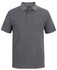 A grey polo shirt featuring a collar, three buttons, and a chest pocket, with a logo on the front.