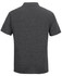 A grey polo shirt with a collar and short sleeves, featuring a logo on the back.