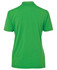 A vibrant green polo shirt featuring a collar and short sleeves, with a logo.