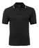 A black polo shirt with contrasting white accents on the collar and sleeves, featuring a logo.