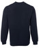 A navy V-neck fleece jumper with long sleeves and a plain back, featuring a logo on the fabric.