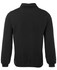 A black half-zip polar fleece jumper with long sleeves and a collar, featuring a logo.