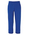 Blue track pants with an elastic waistband and stitched detailing, featuring a logo.