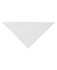 A triangular white chef's scarf with a branding logo. The fabric appears lightweight and smooth.