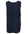 A dark navy tunic-style smock with a simple design and no sleeves, featuring a logo.