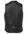 A black waiting vest with a smooth finish, featuring a belt and buckle detail at the back.
