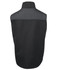 A black vest featuring a contrasting dark grey section at the top and a logo on the back.