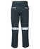 Work trousers in dark green with reflective tape on the legs. Features pockets and a logo on the waistband.