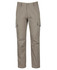 Khaki cargo pants featuring multiple pockets and a subtle logo. Made from stretch canvas material.