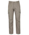 Light brown cargo pants featuring multiple pockets and a fitted design. Includes a logo on the waistband.