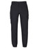A pair of black multipocket stretch canvas joggers featuring cargo pockets and elastic cuffs.